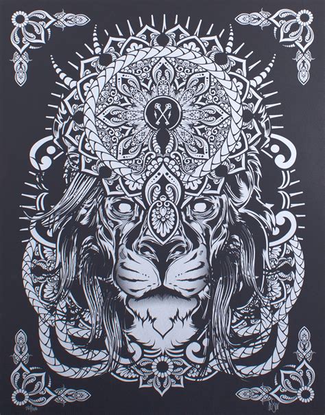 Mandala lion Screenprint by Hydro74 | Trampt Library