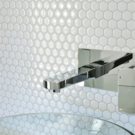 Smart Tiles Contemporary White Hexagon Peel And Stick Tile Backsplash