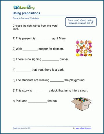 A smarttest on prepositions, conjunctions and interjections. English Grammar Worksheets For Grade 4 Prepositions ...