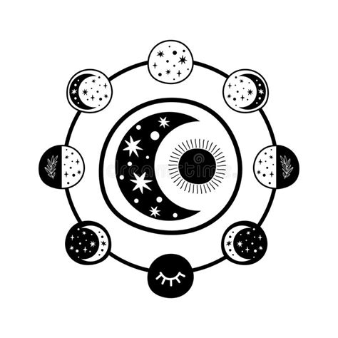 Logo De La Phase De La Lune Symbole De Lune De Boho Cycle Noir De
