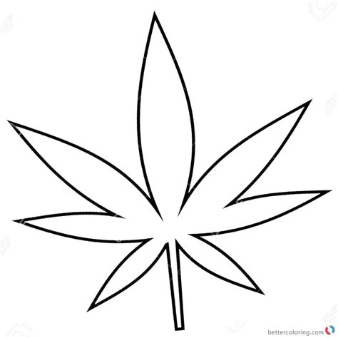 Weed Coloring Pages Cannabis Leaf Line Art Free Printable Coloring Pages