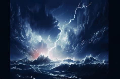 Premium Ai Image Sea Storm Lightning Ocean Wallpaper Background