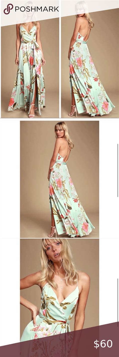 Lulus Still The One Sage Green Floral Maxi Satin Small Sage Green
