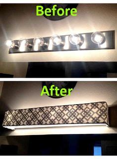 diy fabric shade  vanity lights  master bathroom