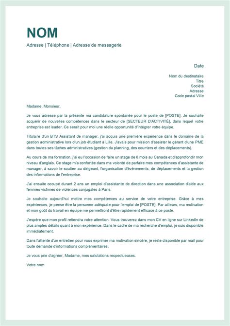 Lettre De Motivation Pour Une Candidature Spontanée Modèle Et