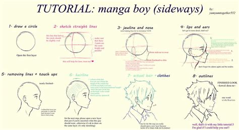 Tutorial How To Draw Bishonen Manga Boy Sideways By