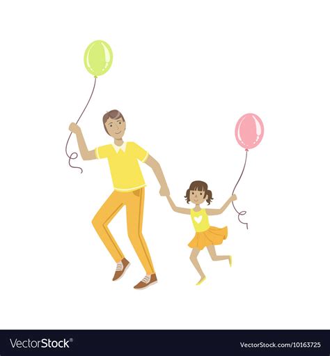 dad playing with daughter air balloons royalty free vector