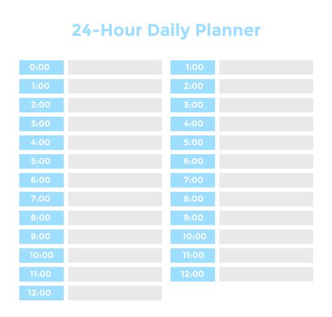 24 Hour Daily Schedule Template Database