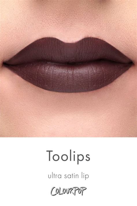 Too Lips Deep Dark Plum Brown Ultra Satin Lipstick Swatch On Fair Skin
