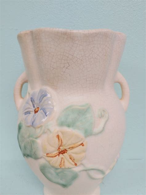 Vintage Weller Bouquet Morning Glories Pottery Vase Etsy