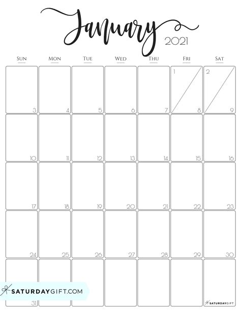 Cute 2021 Printable Blank Calendars Free Printable 2021 Yearly
