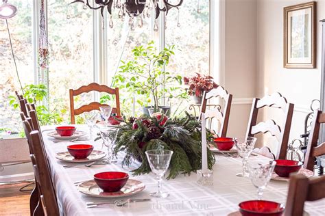 Christmas Table Centerpiece Made with Evergreens and Ornaments  Hearth