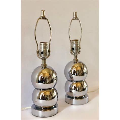 1970s George Kovacs Stacked Chrome Ball Table Lamps A Pair Chairish