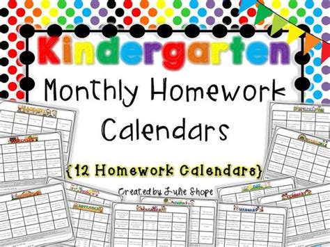 Homework Calendar Homework And Kindergarten On Pinterest