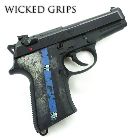 Beretta 92 Compact Pistol Grips Thin Blue Line Wicked Grips Custom