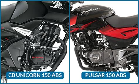 This smooth revving engine has been infused with a high torque. Honda CB Unicorn 150 ABS vs Bajaj Pulsar 150 ABS - Quick ...