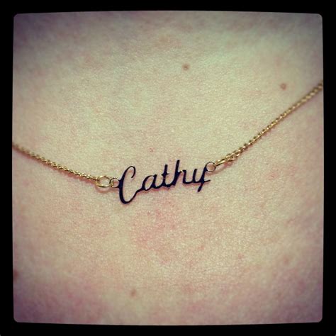Cathy Vintage Gold Plated Cursive Name Plate Necklace