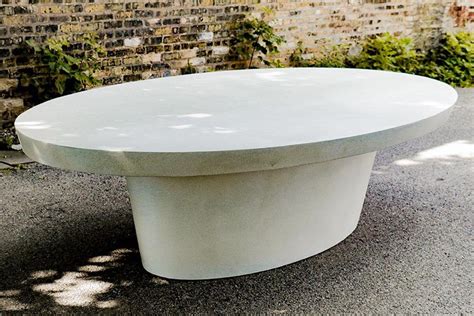 White Concrete Outdoor Table White Terrazzo Concrete And Timber Base