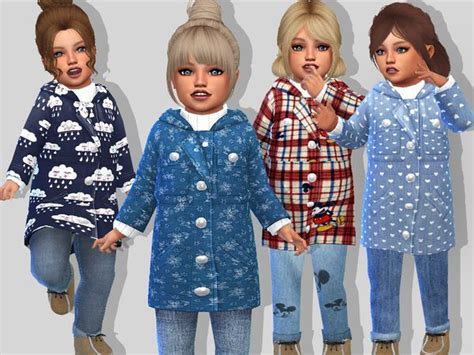 Pinkzombiecupcakes Toddler Fall Coat Set Sims 4 Toddler Clothes