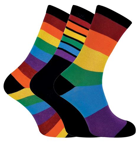 3 Pairs Of Bright Colourful Cotton Striped Rainbow Socks Sock Snob Uk