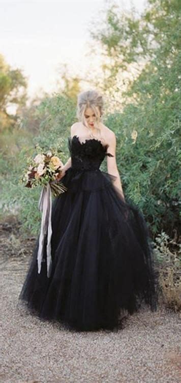 Sweetheart Long A Line Black Tulle Wedding Dresses Country Wedding