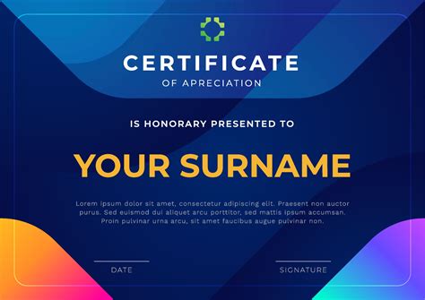 Certificate Design Template With Modern Colorful Gradient Background