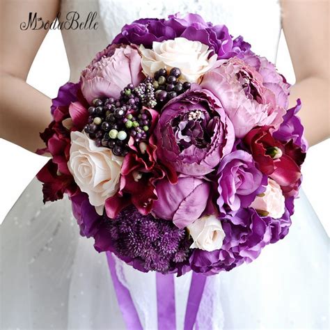 Artificial Purple Wedding Bouquet For Brides Wedding Flowers Bridal