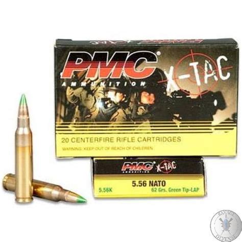 Pmc 556x45mm Nato Ammo X Tac 62 Grain Green Tip Steel Core Lap Fmj 20