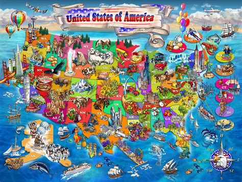 The Illustrated Map Of The Usa Illustrated Map Map Illustration