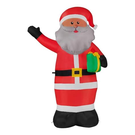 home accents holiday 6 5 ft pre lit led airblown black santa christmas inflatable 21gm12071