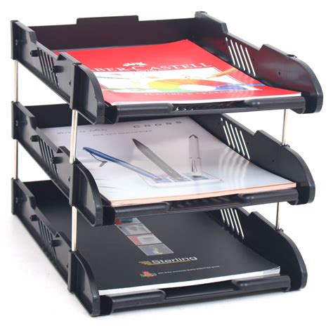 File Tray Double Layers Desk Set Document Organizer Pu Leather Magazine