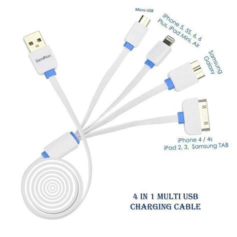 Multi Charging Cable Gempion 3ft 4 In 1 Usb Charger