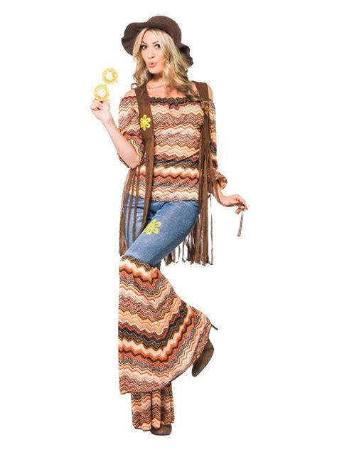 Fancy Dress Ladies Harmony Hippy Hippie Costume 60s 1960s Go Go Retro Dancing Groovy Disco