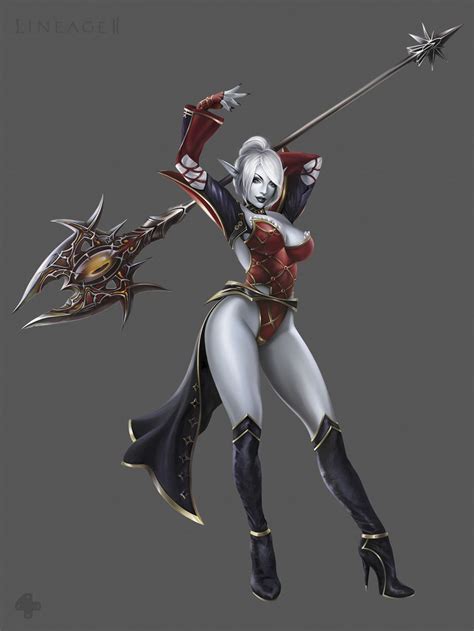 artstation lineage 2 dark elf ️‍maggie fess ️‍ dark elf fantasy female warrior elven woman