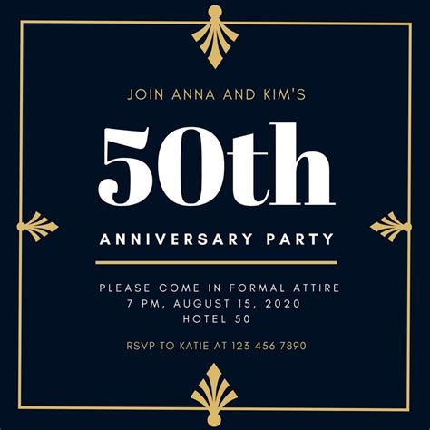 Free Custom Printable 50th Anniversary Invitation Templates Canva