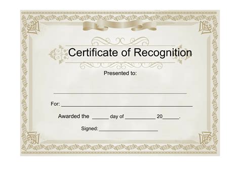 Certificate Of Recognition Free Template