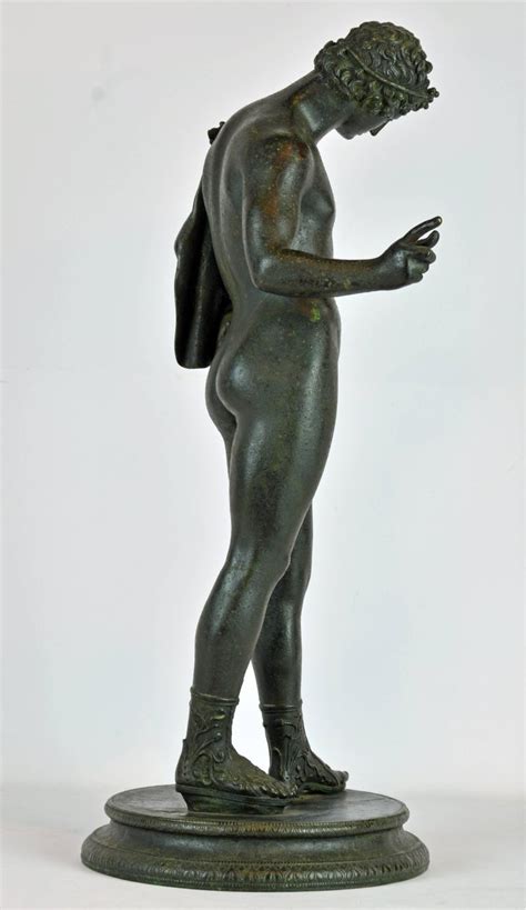 Italian 19th Century Bronze Statue Of Antinous With Goatskin After The