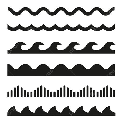 Black Waving Silhouette Transparent Background Vector Black Wave Icons