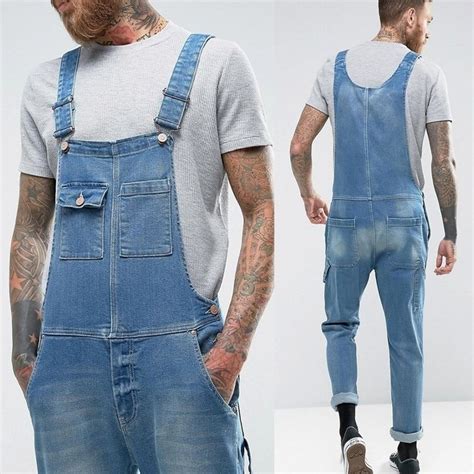 2020 Mens Fashion Casual Denim Jumpsuit Pocket Jeans Overalls For Men