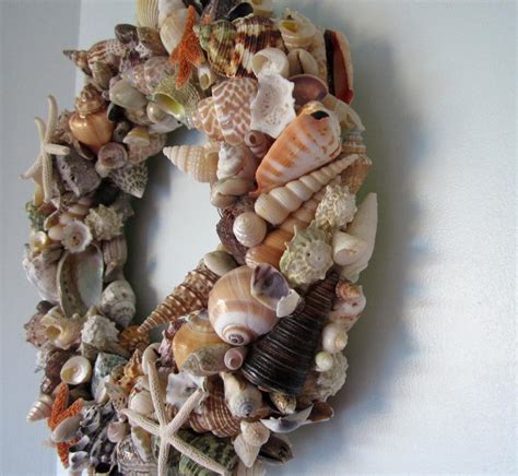 Beach Decor Seashell Wreath Nautical Decor Shell Wreath W Starfish