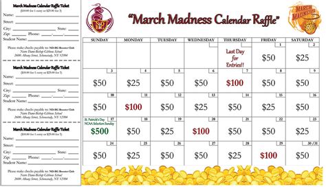 March Madness Calendar Raffle