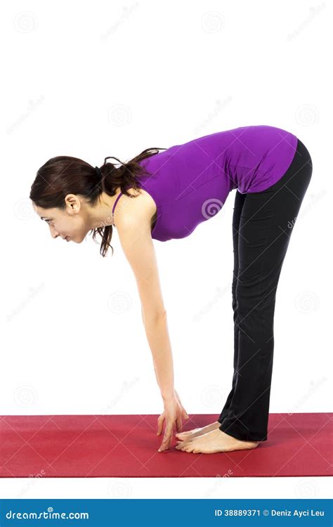 Woman In Standing Half Forward Bend Pose In Yoga Stock Image Image Of