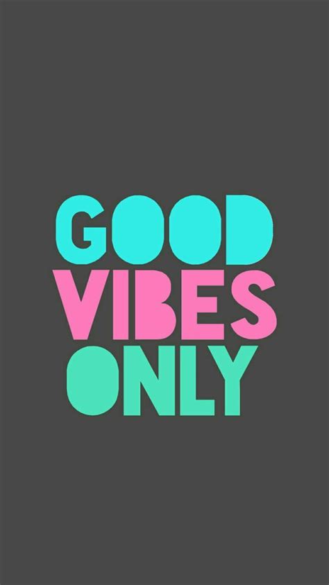 The Words Good Vibes Only Are In Pink And Blue On A Black Background