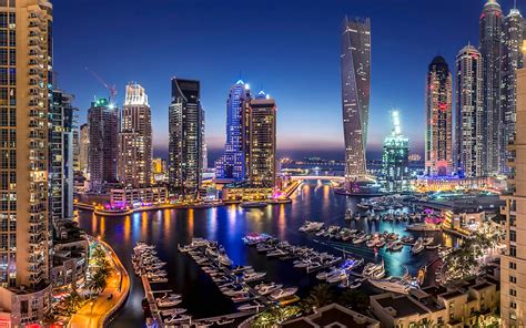 Dubai Fond Décran Fond Decran Couché De Soleil Sur La Métropole