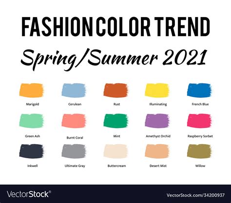 Fashion Color Trend Spring Summer 2021 Trendy Vector Image
