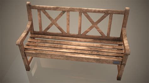old wooden bench low poly by mswoodvine 3docean