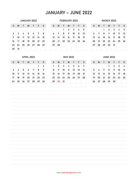 Six Months 2022 Calendar Calendar Quickly