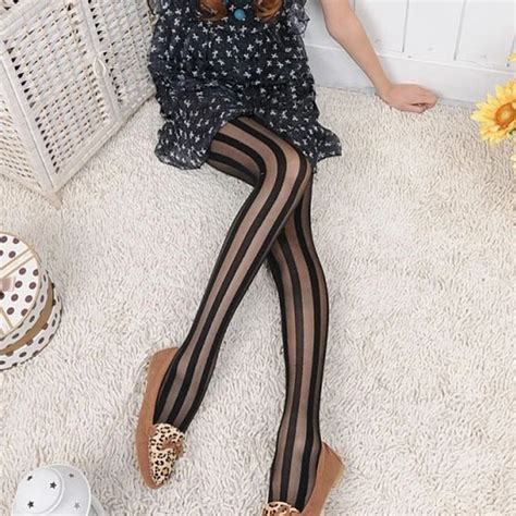new fashion women sexy black vertical stripes pattern stockings tights pantyhose in tights from