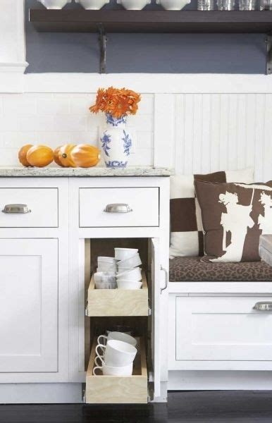 Open shelving lets an accent wall truly stand out. Coffee area: TerraCotta Properties - White & navy blue ...