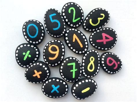 Colorful Number Stones Counting Rocks Etsy